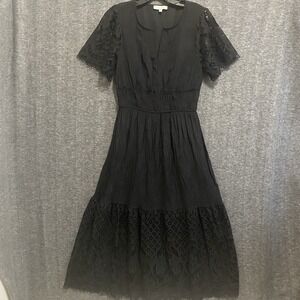 J Gee Maxi‎ Dress L Black Lace Boho Whimsigoth Fairy Grunge Witchy Cottagecore